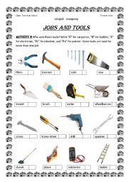 English Worksheet: Jobs and tools