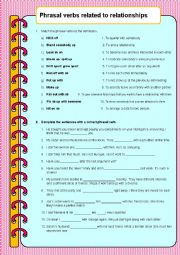 English Worksheet: Phrasal verbs related to relationships