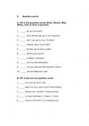 English Worksheet: Question words