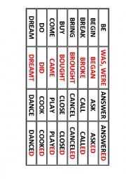 Regular and Irregular Verbs Cards