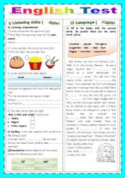 English Worksheet: Mid- Semester 2 Test 2 9TH FORM