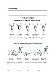 English Worksheet: Ordinal numbers