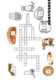 English Worksheet: food crossword