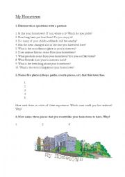English Worksheet: My Hometown - discussion questions