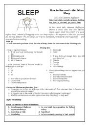 English Worksheet: Sleep