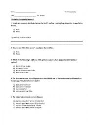 English Worksheet: Population