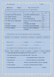 English Worksheet: relationships