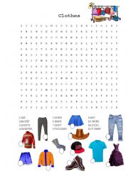 English Worksheet: Clothes wordsearch