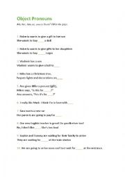 English Worksheet: Object pronouns
