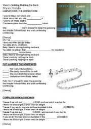 English Worksheet: Theres nothing holding me back lyrics Shawn Mendes exercise