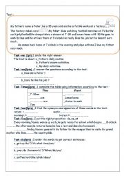 English Worksheet: Daily activities of my father and my mother