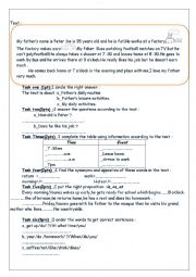 English Worksheet: Daily activities of my father and my mother