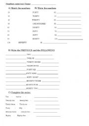 English Worksheet: numbers 1 to 20