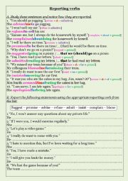 English Worksheet: reporting verbs