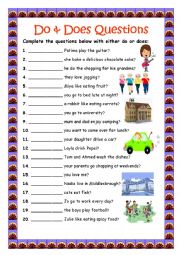 English Worksheet: Do & Does Questions????