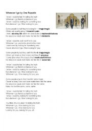 English Worksheet: Wherever I go by One Republic