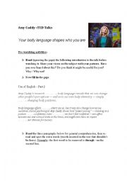 English Worksheet: TED Talks - Amy Cuddy - TED Talk -Body language and personality