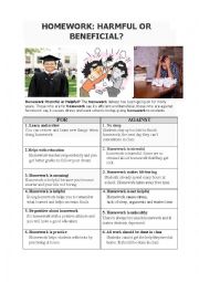 English Worksheet: Homework Debate