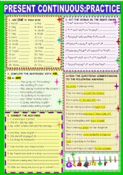 English Worksheet: Present continuous: 2 page and 9 exercise pratice