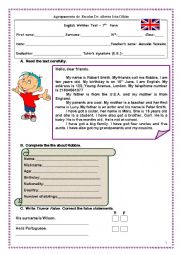 English Worksheet: 7th grade english test