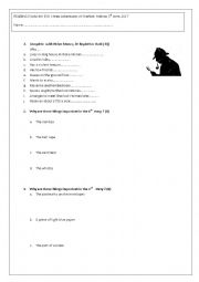 English Worksheet: Three Adventures of Sherlock Holmes. reading test. Pearson level 4