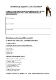 English Worksheet: The Pursuit of Happiness film part 1