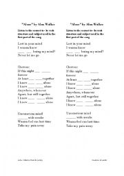 English Worksheet: Song sheet Alan Walker 