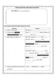 English Worksheet: Talking about your family-Guided writing & speaking task