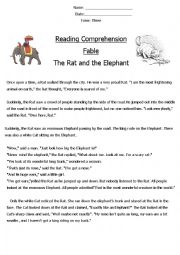 Reading Comprehension Fable (The Rat and The Elephant) 