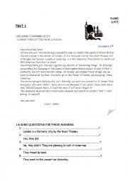 English Worksheet: Test: Past simple vs Past continuous