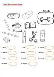 English Worksheet: Classroom Objects