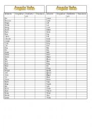 English Worksheet: Irregular Verbs