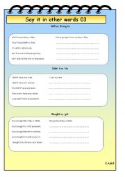 English Worksheet: Say it in other words 03