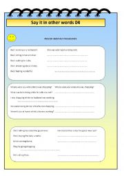 English Worksheet: Present and Past Progressive