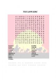 English Worksheet: The Lion King Character Word Search