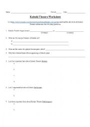 English Worksheet: Kabuki Theatre Acitivities 