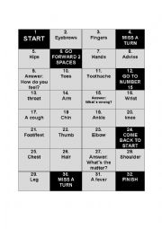 English Worksheet: BODY PARTS BOARD GAME