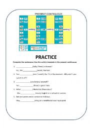 English Worksheet: practice of present continuous
