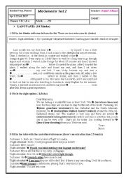 English Worksheet: Mid-Semester Test 2 9th Forms