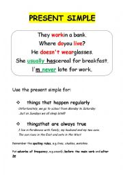 present simple continuous poster class worksheet