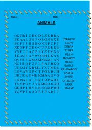 English Worksheet: animals