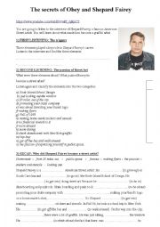 English Worksheet: Shepard Fairey, the secrets of Obey