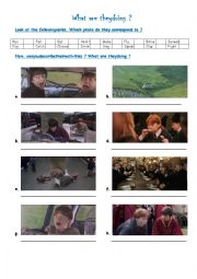 English Worksheet: What are the Harry Potter characters doing ?