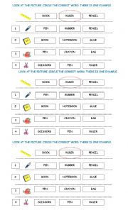 English Worksheet: revision classroom objects
