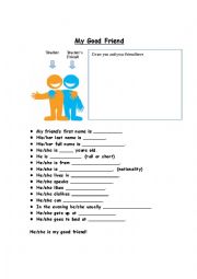 English Worksheet: My Good Friend