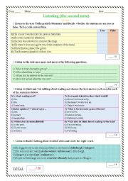 English Worksheet: Term test in listening