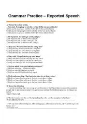 English Worksheet: Reported Speech - Exercises