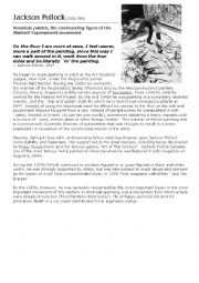 English Worksheet: Jackson Pollock Reading Comprehension
