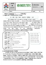 English Worksheet: second mid-term 2 test number 2