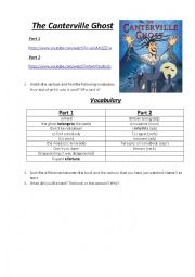 English Worksheet: The Canterville Ghost cartoon-based handout